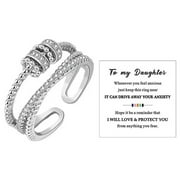 BESTSKY To My Daughter Fidget Anxiety Ring For Women Teens Adjustable Spinner Bead Stress Relieveing Rings